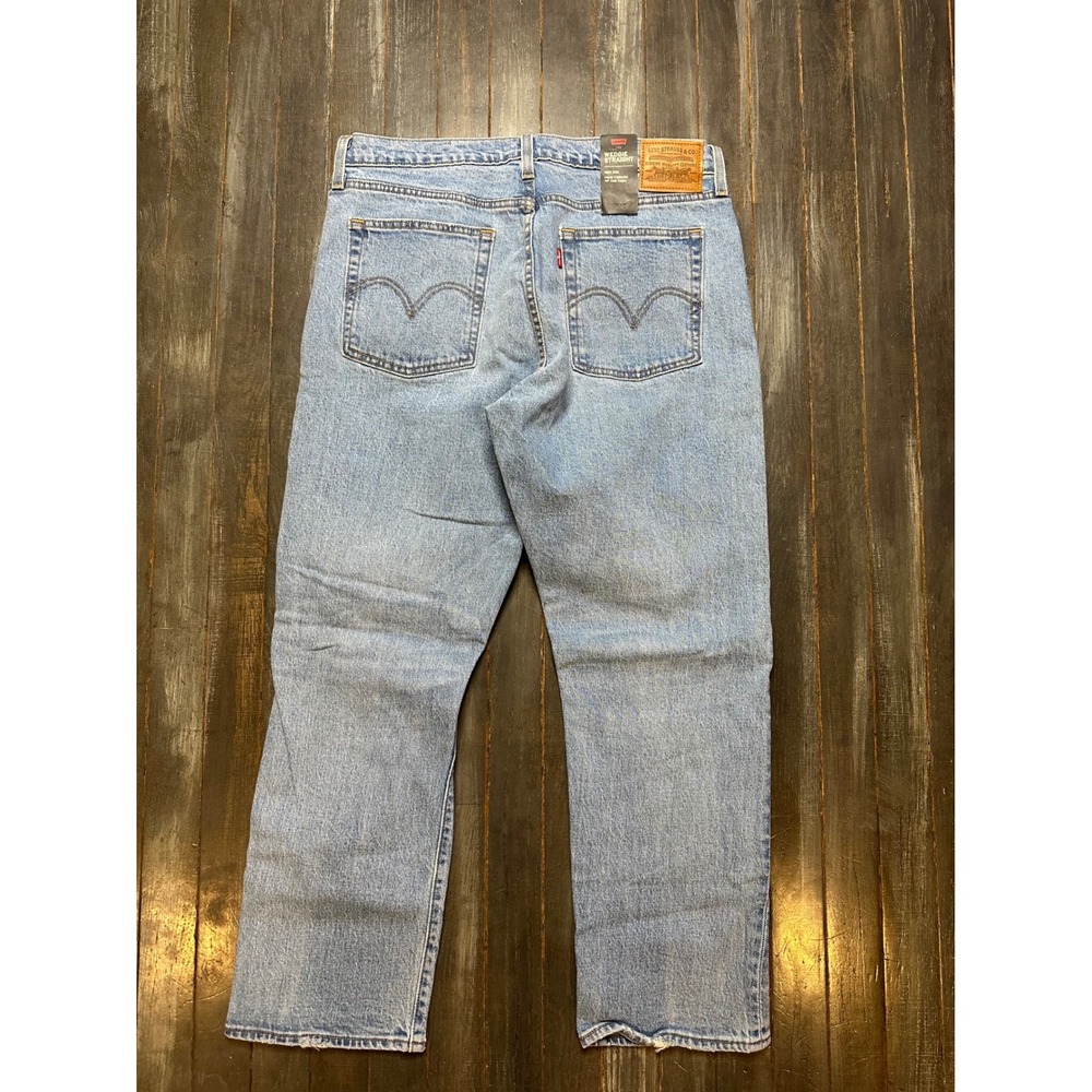 Levis Premium Wedgie Straight Jeans Light Wash Distressed Denim - Picture 2 of 4